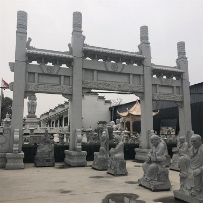 大型仿古建筑景观青石石雕牌坊雕塑 
