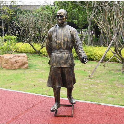 景区园林户外摆放玻璃钢仿铜古代人物雕塑 