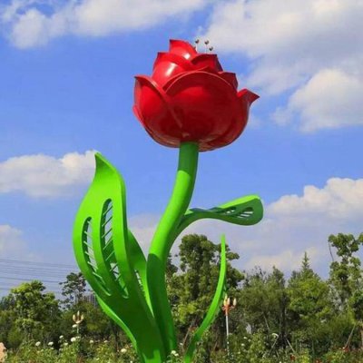 园林广场玻璃钢植物景观花朵雕塑 花朵雕塑价格大全绘画树脂