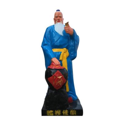 酒厂摆放玻璃钢古人喝酒酒缸雕塑 