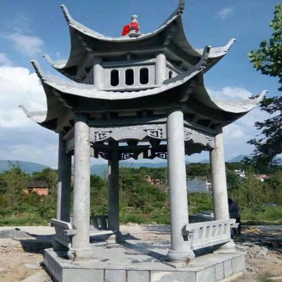青石石雕中式古建筑凉亭雕塑 