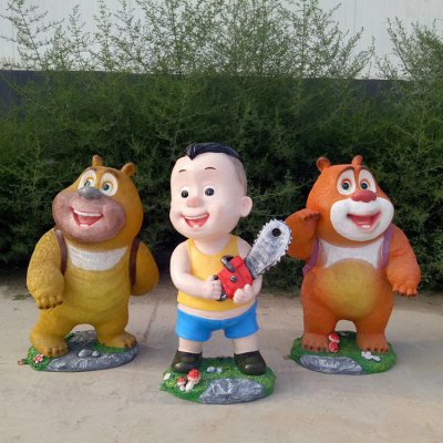 玻璃钢卡通熊出没动画片人物动物景观雕塑 熊出没雕塑摆件面的日记精灵