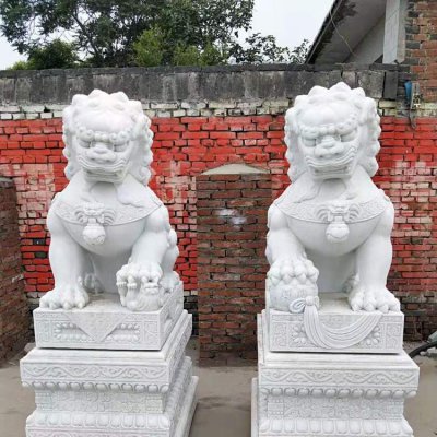 青石石雕一对镇宅招财门口门墩招财狮子雕塑 石门墩雕塑门墩古董庭院专业