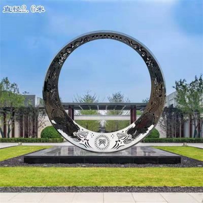 创意景观装饰雕刻龙纹镂空圆环雕塑 圆环雕塑厂家教案水幕意义