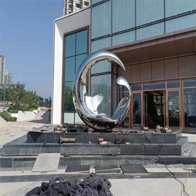 酒店会所不锈钢镜面创意圆环雕塑 圆环雕塑不锈钢特点理念规格