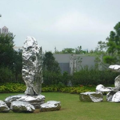 园林草坪不锈钢大型异形金属石头景观雕塑 景观雕塑石雕精良施工图海豚