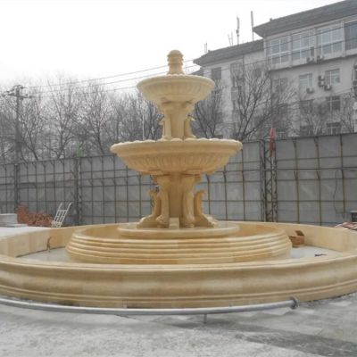 户外园林晚霞红石雕流水景观水钵雕塑 水钵雕塑石雕校园现货工厂