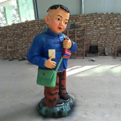 玻璃钢彩绘玻璃钢卡通读书郎雕塑摆件 