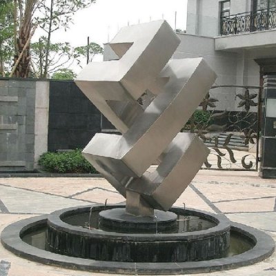 不锈钢金属异形景观立体景观雕塑摆件 景观雕塑喷泉方式钱一吨园艺