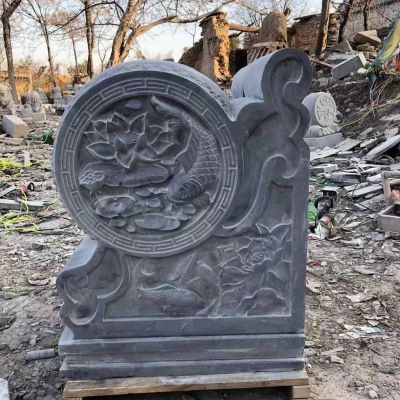 园林景观浮雕莲花景观青石抱鼓石雕塑 抱鼓石雕塑门墩大型昌宁礼制