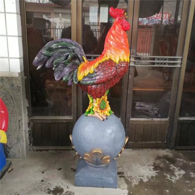 玻璃钢彩绘仿真大公鸡雕塑 公鸡雕塑风水行情鸽子树叶