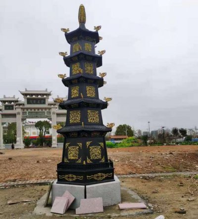 寺庙铸铁千佛塔六角形九层万佛塔雕塑 佛塔雕塑石雕楼阁园林铜雕