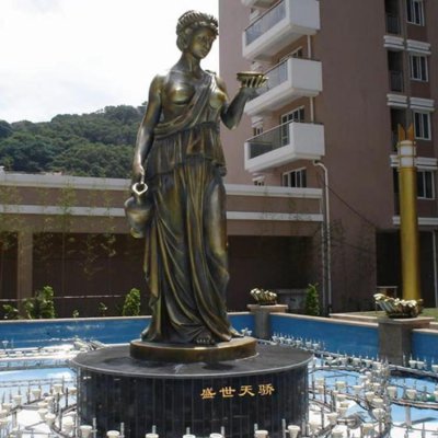 小区别墅景观玻璃钢仿铜盛世天骄景观圣女雕塑 景观雕塑工程产地标准制品