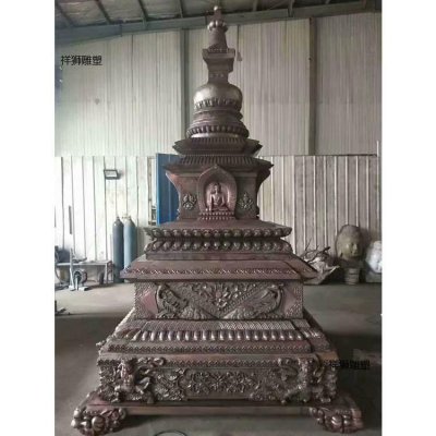 寺庙不锈钢喷金烤漆舍利塔雕塑 