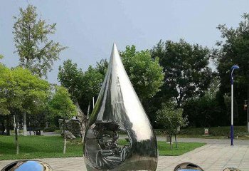 抽象镜面的不锈钢水滴广场雕塑