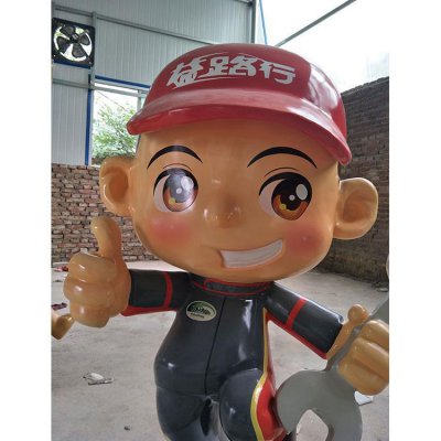 修车店玻璃钢卡通修理工雕塑 卡通雕塑作品水平质量身高