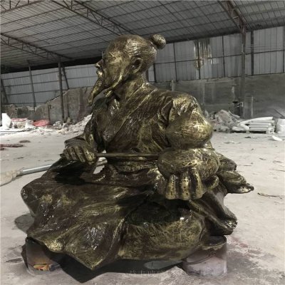 户外公园玻璃钢仿铜古代人物景观摆件 