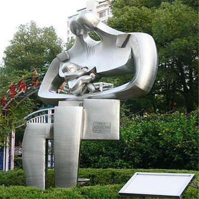 小区公园摆放抽象不锈钢拉丝一家人雕塑 一家人雕塑幸福作品文化蛋糕
