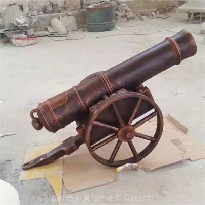 景区广场玻璃钢仿铜炮筒景观摆件 景观雕塑公司实景标签