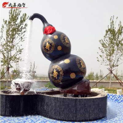 景区园林摆放玻璃钢宝葫芦喷泉雕塑 葫芦雕塑栏杆入口工厂岩石