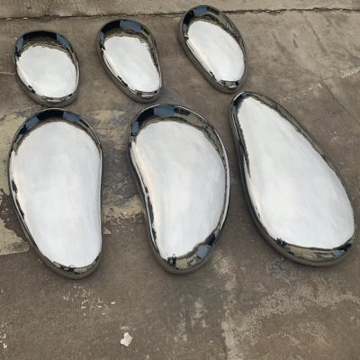 镜面不锈钢户外园林鹅卵石雕塑 鹅卵石雕塑制作工厂大学制作厂