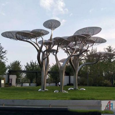 城市园林摆放不锈钢树景观雕塑 景观雕塑制作异形大理石特征