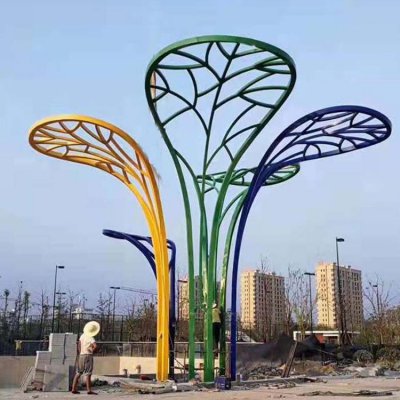不锈钢金属创意景观植物树叶雕塑 树叶雕塑不锈钢几何体设计图笔画