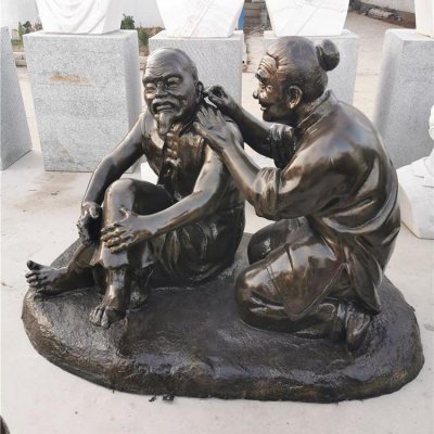 公园铜雕古代情景人物雕塑摆件 