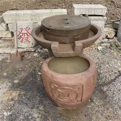 石雕磨盘，磨豆子的传统设备 磨盘雕塑效果图洗手池造型青石