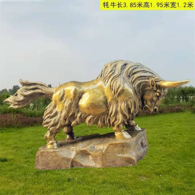 园林户外玻璃钢仿铜大型动物牦牛雕塑 牦牛雕塑广场开渠景区景点