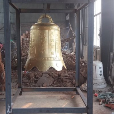 道观寺庙玻璃钢仿铜大型祈福吊钟雕塑 铜钟雕塑米高款式制作历史
