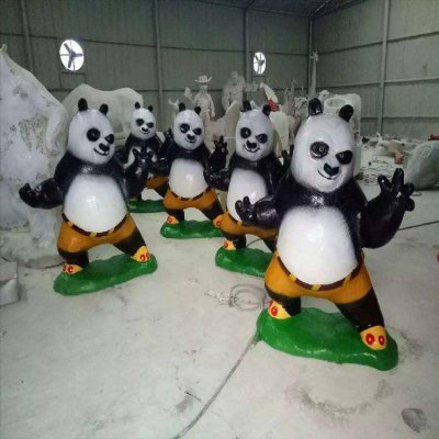 园林户外玻璃钢卡通功夫熊猫雕塑 功夫熊猫雕塑熊猫铜雕油泥场所