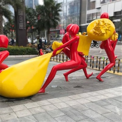 户外广场抽象运东西的人物景观 