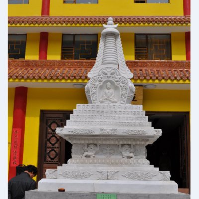 景点寺院户外摆放汉白玉雕刻佛塔雕塑 佛塔雕塑大型大象模型马镫