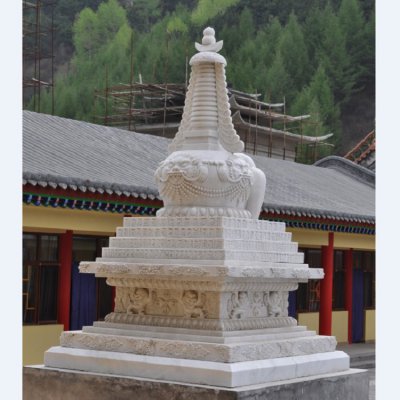 大理石石雕寺庙景观舍利塔雕塑 