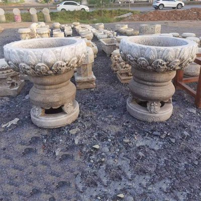户外街道大理石石雕园林景观花盆雕塑摆件 花盆雕塑厂家标准效果图工程