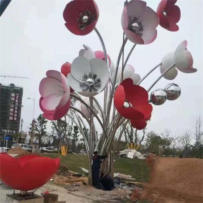 广场大型创意不锈钢花朵雕塑 花朵雕塑南阳乐园手链方法
