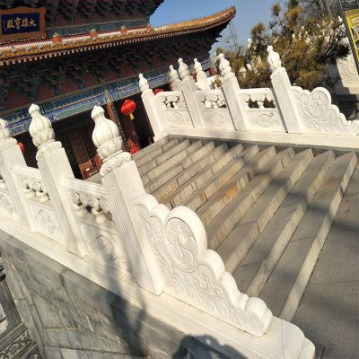 景点寺庙楼梯安装汉白玉雕花扶手栏板 栏板雕塑青石尺寸浮雕价格表