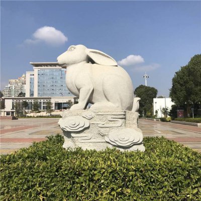 园林户外青石石雕景观兔子雕塑 兔子雕塑大全山羊蟾蜍利亚的