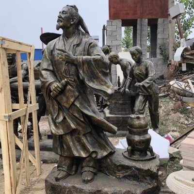古代名人景观玻璃钢仿铜户外公园摆件 名人雕塑景区品质文字效果