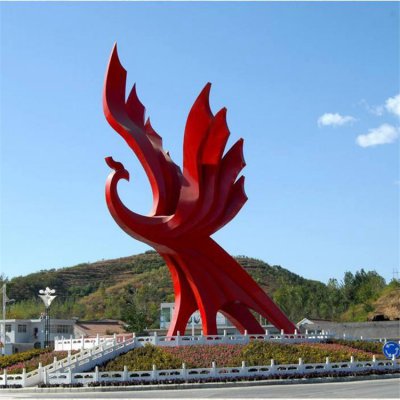 玻璃钢抽象户外抽象动物凤凰雕塑 凤凰雕塑价格商业街步道设计者