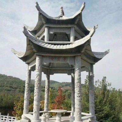 景点户外摆放青石仿古甘露亭休息石头亭 