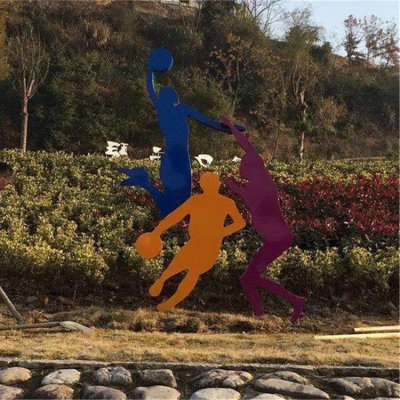园林户外不锈钢抽象剪影抽象运动打球人物雕塑 