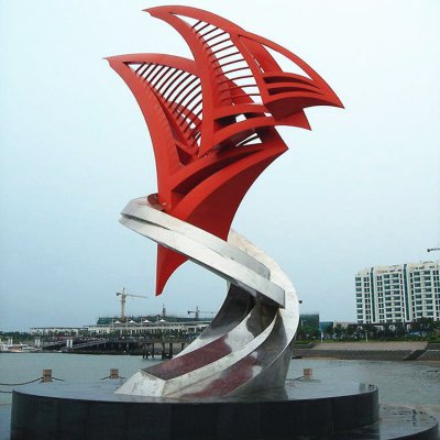 不锈钢创意景观帆船雕塑 帆船雕塑手工教案小品主题