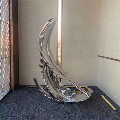 水景摆件不锈钢抽象羽毛景观装饰摆件 羽毛雕塑作品广场手稿立体