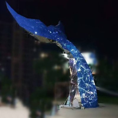 夜晚照明不锈钢抽象创意户外大型景观雕塑 景观雕塑公园技巧石原雪浪石