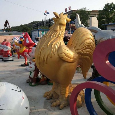 园林户外玻璃钢抽象动物公鸡雕塑 公鸡雕塑动物白菜桌面农村