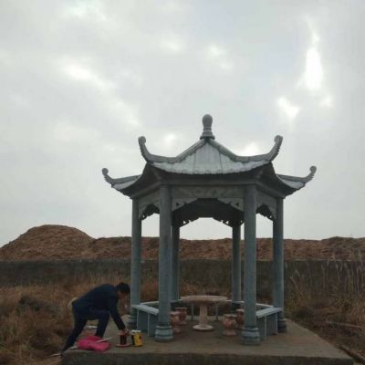 青石石雕户外中式六角凉亭雕塑 