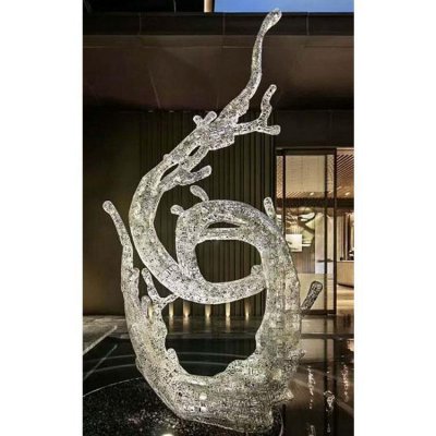 酒店会所水池摆放镂空不锈钢发光水花艺术雕塑 水花雕塑厂家黄锈石喷水花草