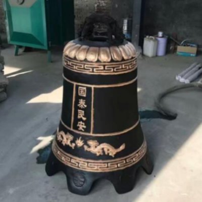 铜雕大型祈福纳福吊钟雕塑 铜钟雕塑米高方法新款名称